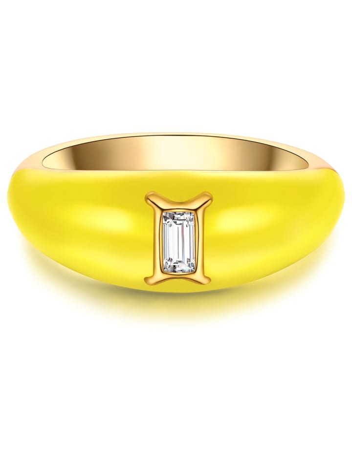 Ring Sternzeichen Zwillinge aus Sterling Silber mit Zirkonia in gelbgold