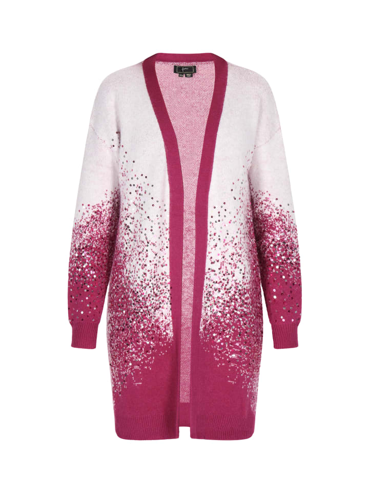 Damen Cardigan in Wollweiss Fuchsia