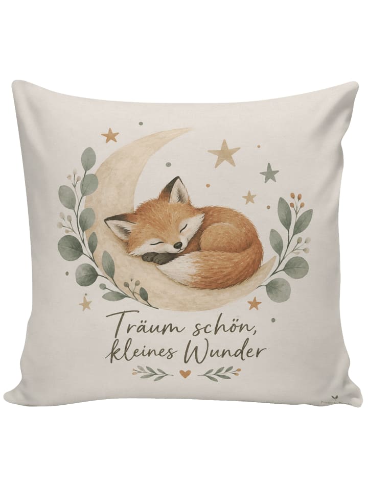 Kuschelkissen 40x40 Fuchs schlafend Design mit ... in Weiß
