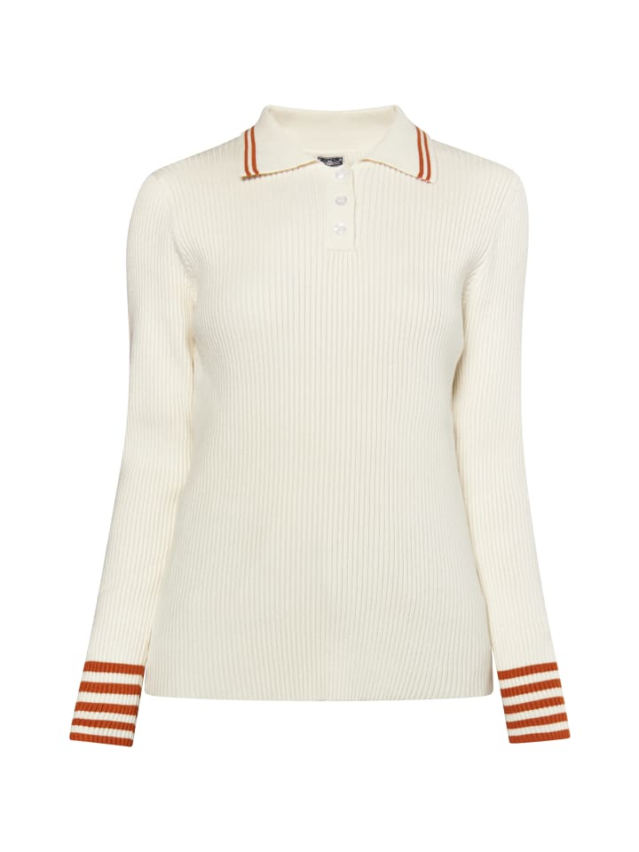Damen Strickpullover in Wollweiss Orange