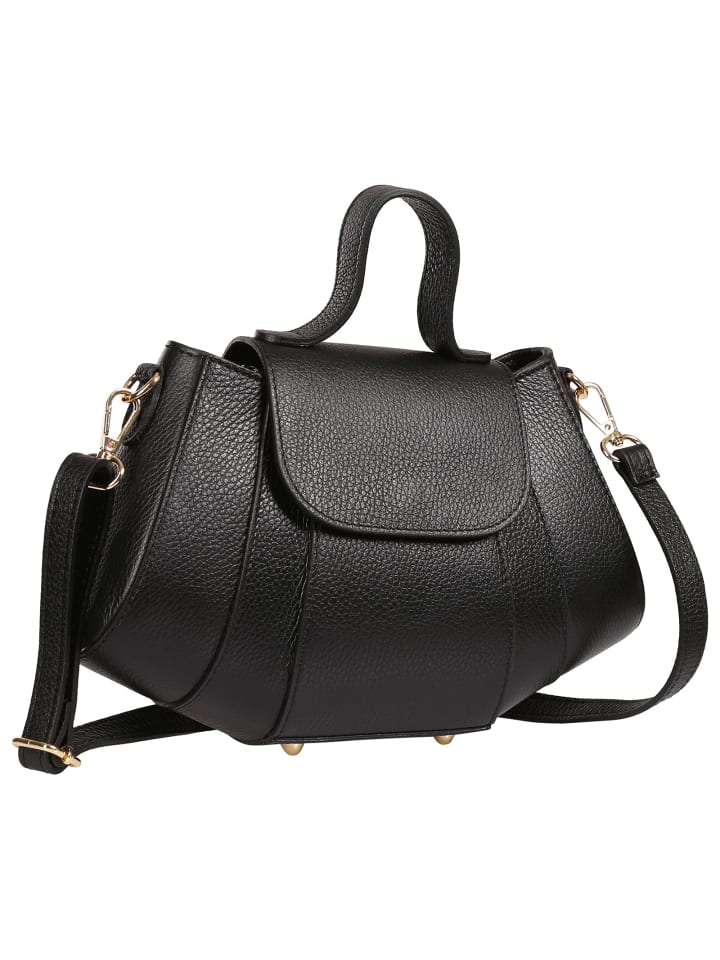 Toscanto Schultertasche Leder schwarz ca. 28cm