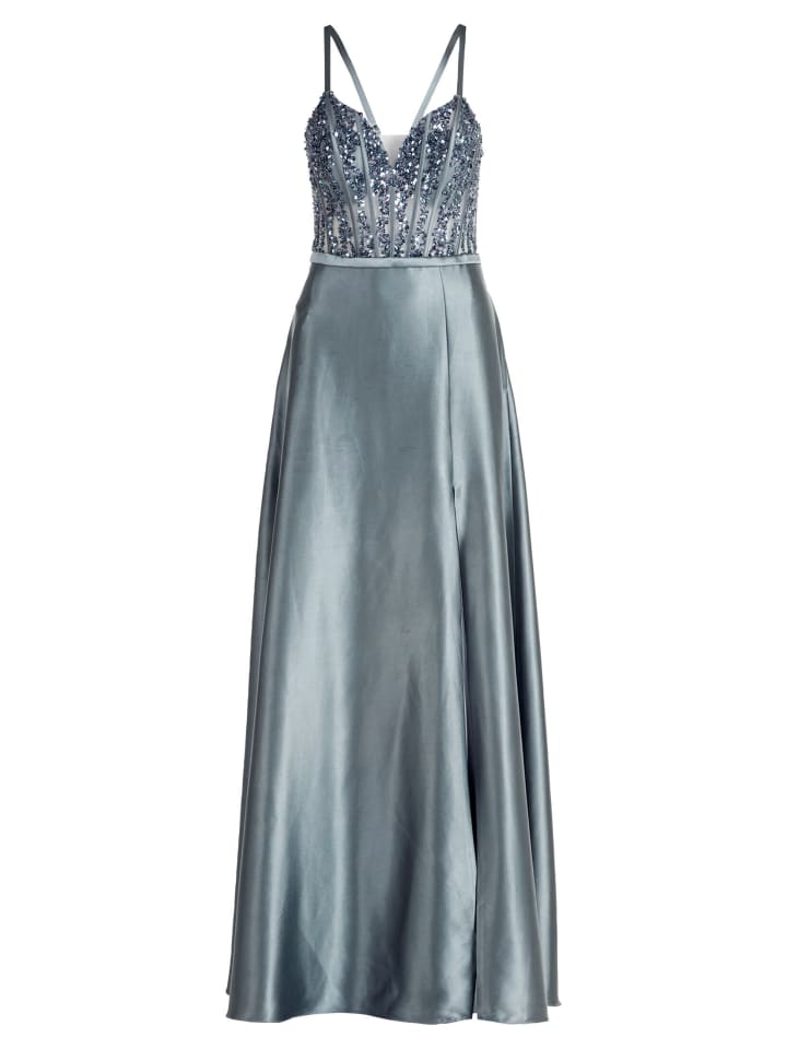 Abendkleid mit Stickerei in Platinum Grey