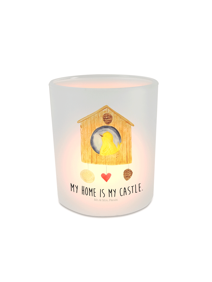 Outdoor Windlicht Vogel Haus mit Spruch in Transparent