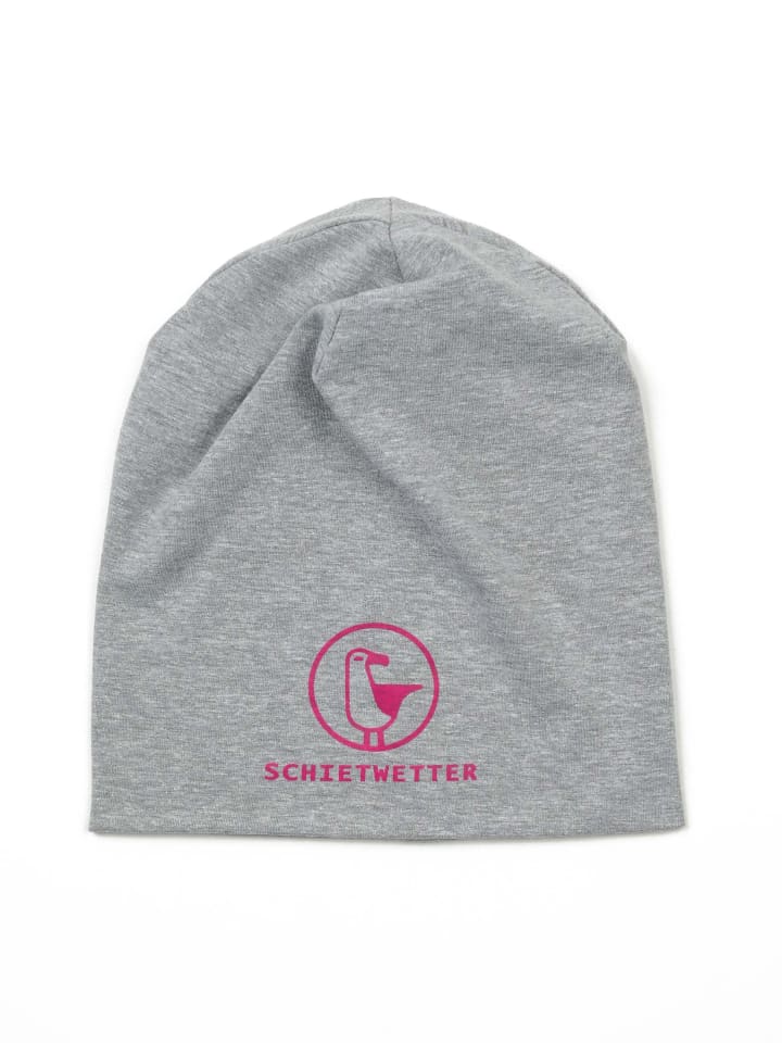 Kinder Mütze "Schietwetter", Leichte Beanie in grey/fuchsia