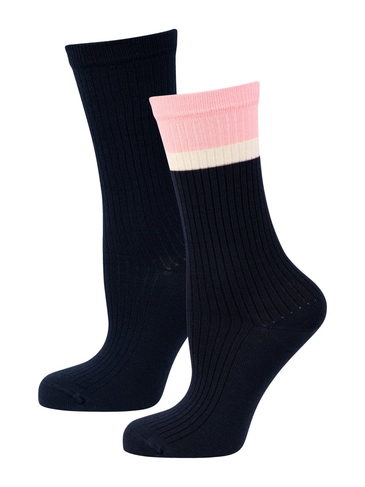 Basicsocken Soft Modal Ripp in maritim/rosa