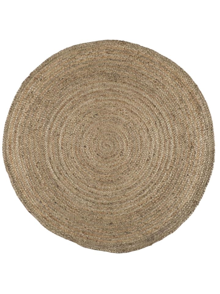 Runder Naturteppich aus Jute in natur