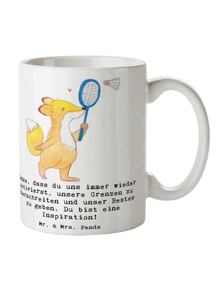 Tasse Badminton Trainerin Inspiration mit Spruch in Weiß