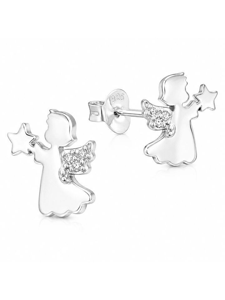 Silber Ohrringe 925 Engel 0,8 cm x 0,8 cm