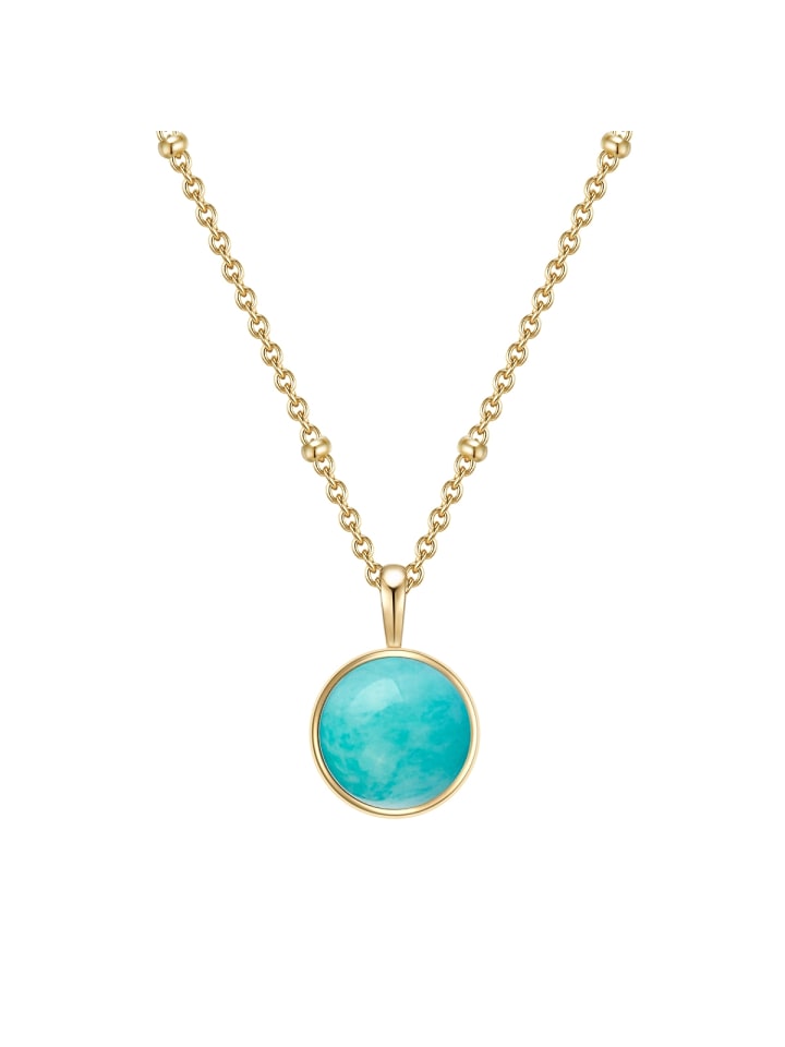 Kette aus Sterling Silber mit Amazonit in gelbgold