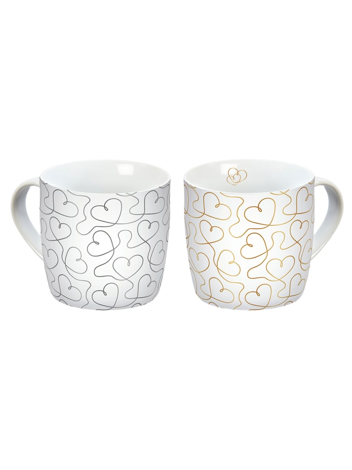 Tasse Flying Hearts 2er Set in Gold - 250ml
