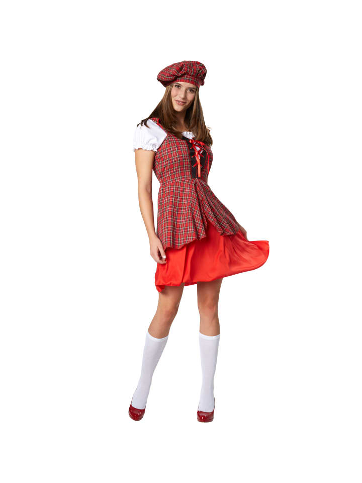 Schottin/Hochländerin, in rot/weiß, Gr. L, Kurzkleid aus Webkaro