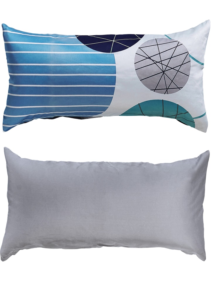 Mako-Satin Kissenbezug in blau-grau