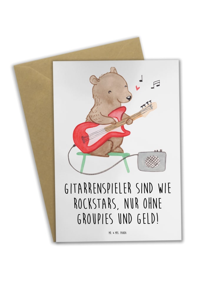 Grußkarte Gitarre Helden mit Spruch in Weiß