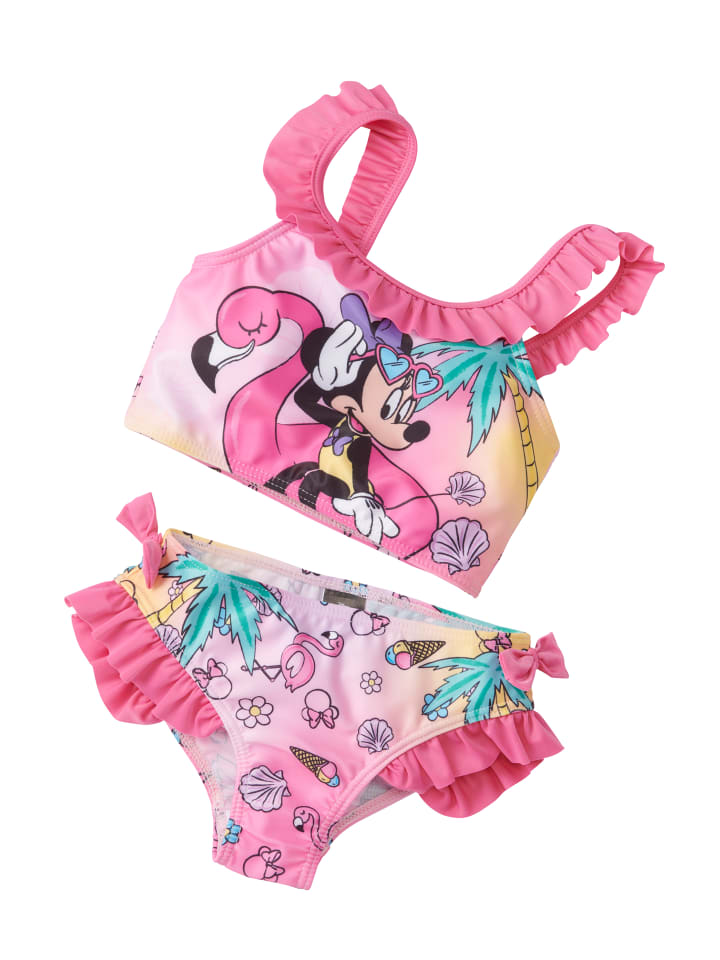 Disney Minnie Mouse Bikini mit Rüschen Zweiteiler Schwimmanzug in pink