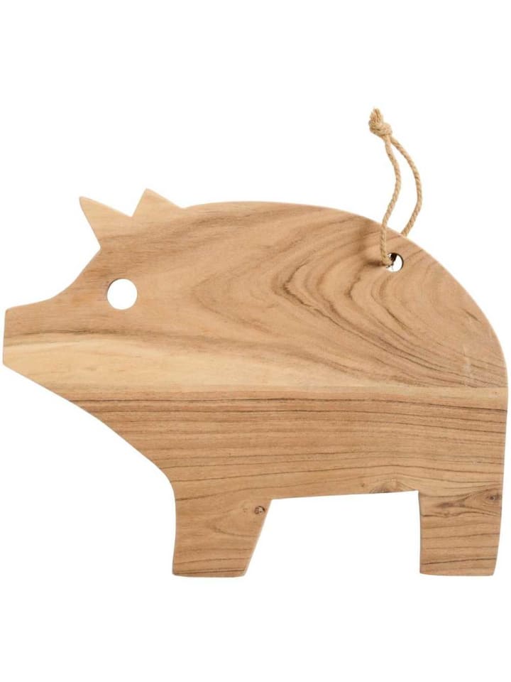 Schneidebrett SCHWEIN mit Jute-Seil Akazie 31x40 cm