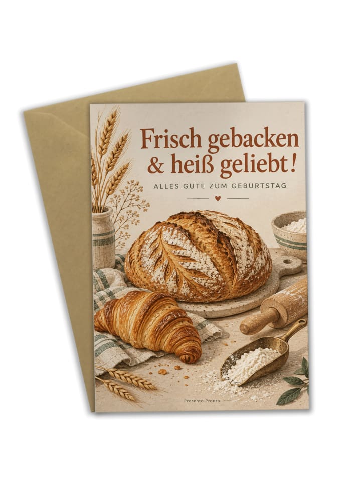 Geburtstagskarte Brot handwerklich Design mit S... in Weiß