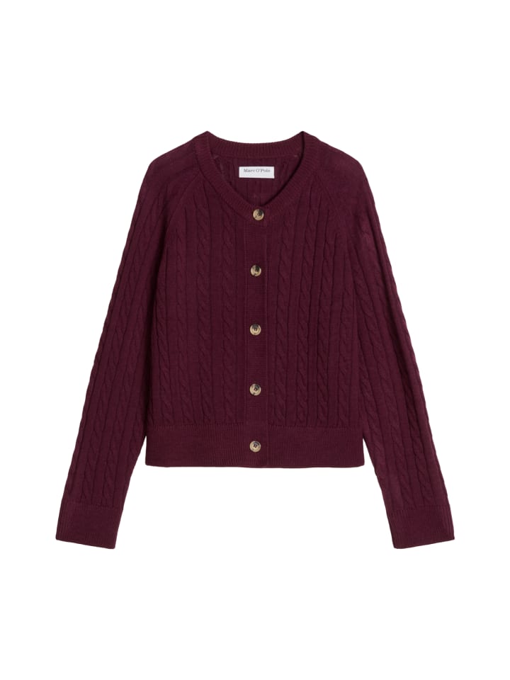 Zopfstrick-Cardigan oversized in Mahagony Jam