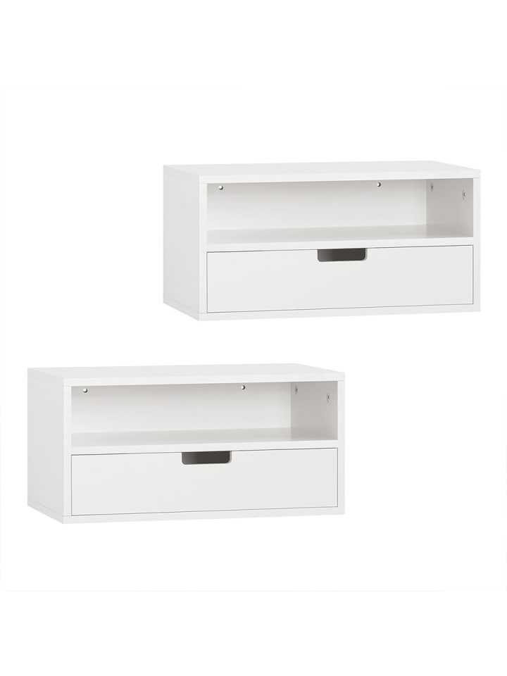 Nachttisch in Hochglanzweiß - (W) 25 x (H) 22 x (L) 45 cm