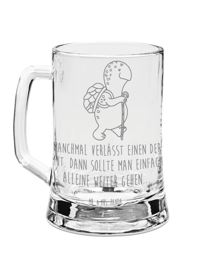 Bierkrug Schildkröte Wanderer mit Spruch in Transparent