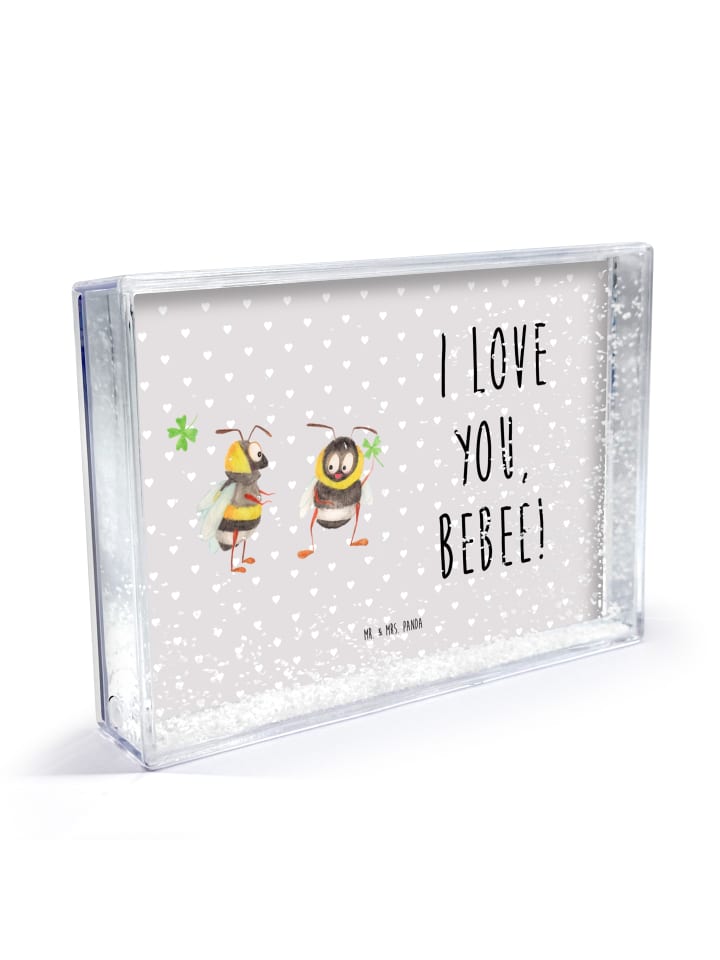 Bilderrahmen Bienen Paar mit Spruch in Grau Pastell