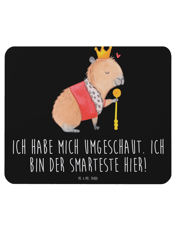 Mouse Pad Capybara König mit Spruch in Schwarz