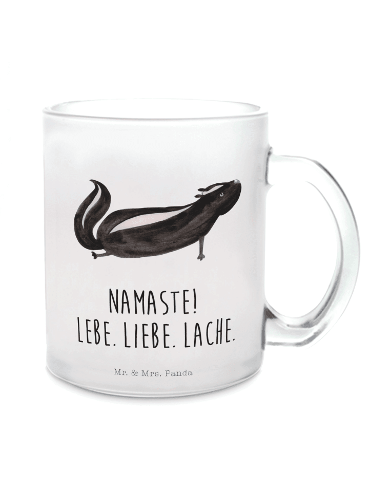 Kaffeebecher Stinktier Yoga mit Spruch in Transparent