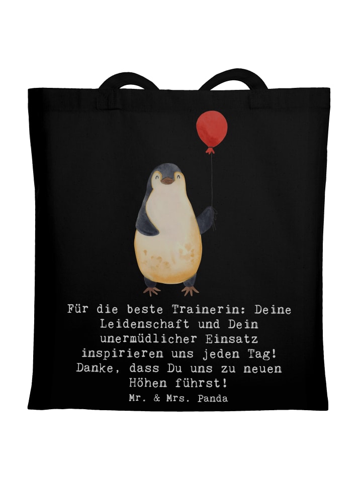 Schultertasche Turnen Trainerin mit Spruch in Schwarz
