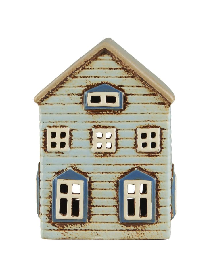 Lichthaus THORSHAVN für Teelicht HELLBLAU 16 cm