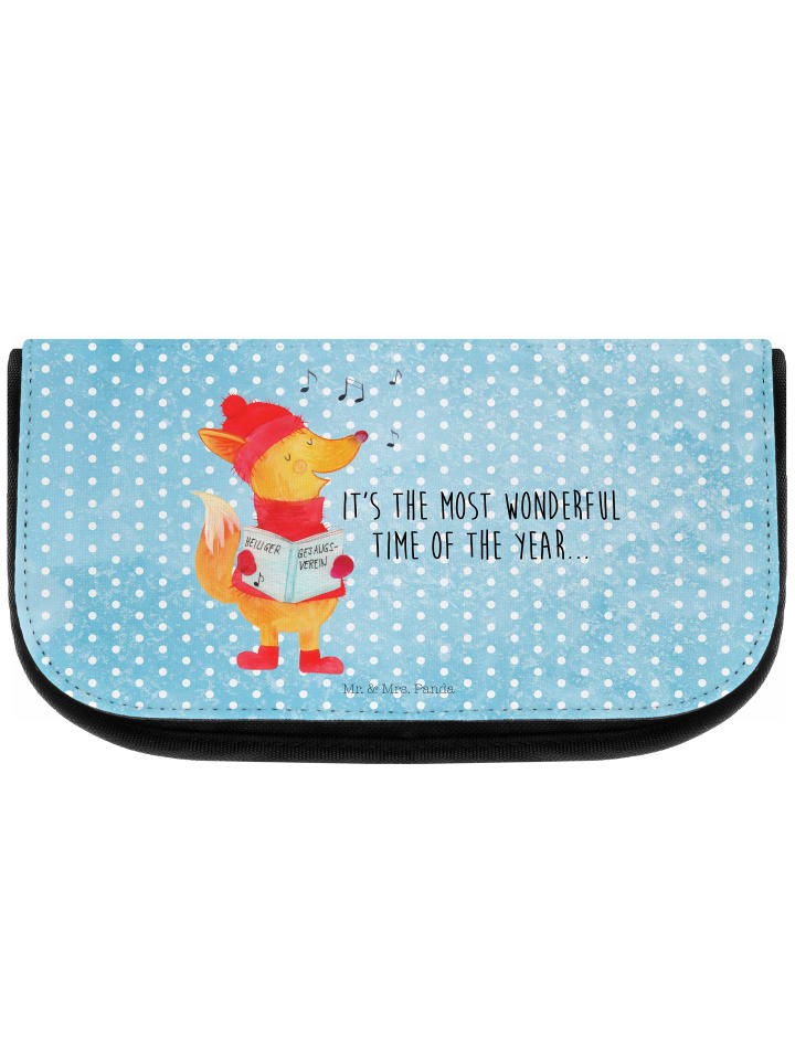 Kosmetiktasche Fuchs Sänger mit Spruch in Eisblau