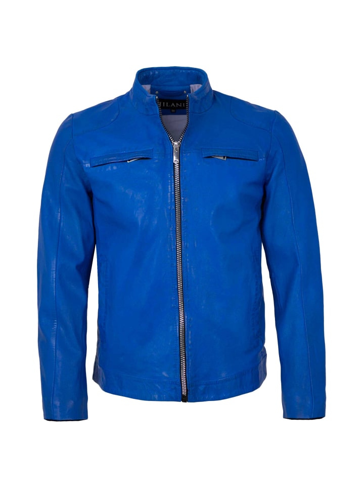 Lederjacke Lammnappa in Blau