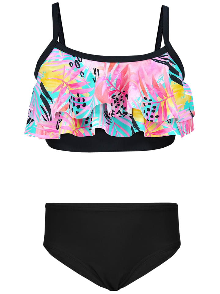 Mädchen Bikini Set Zweiteilig Bikinislip Bustier in schwarz/gelb