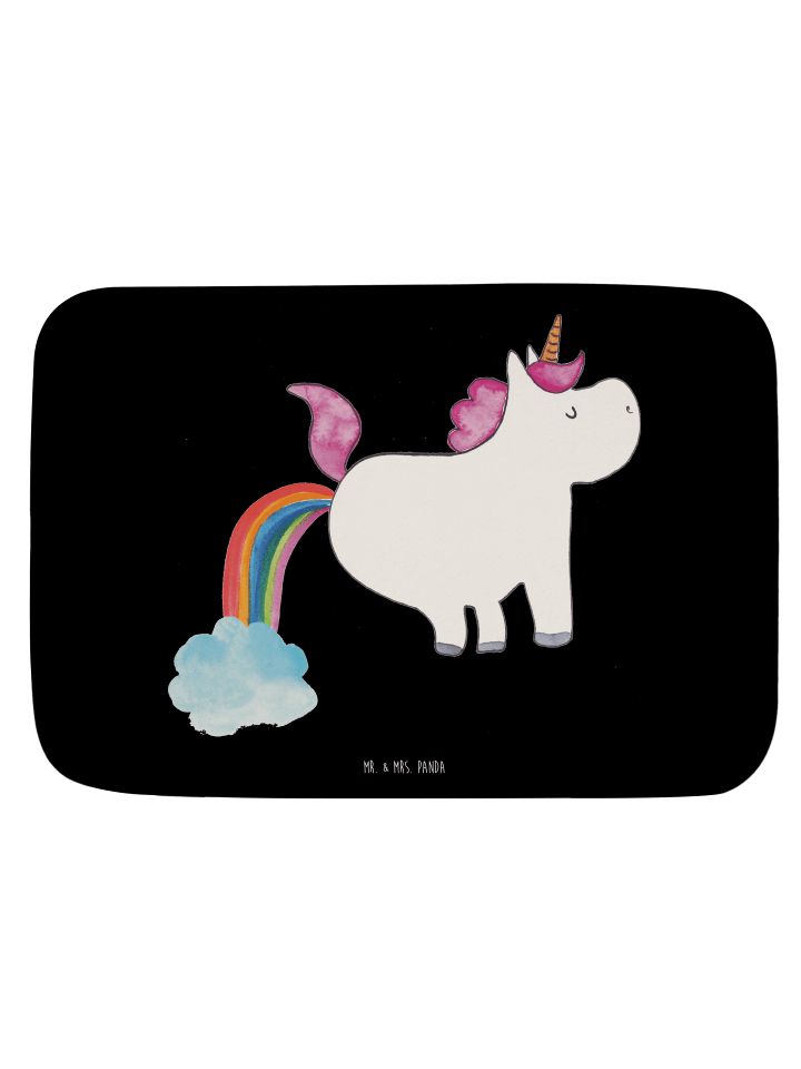Badematte Einhorn Pupsen ohne Spruch in Schwarz