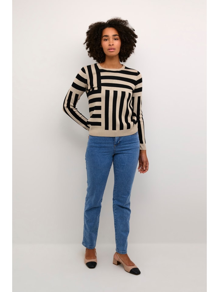 Strickpullover KAtilde Slim fit in Feather Gray/Dark Stripe