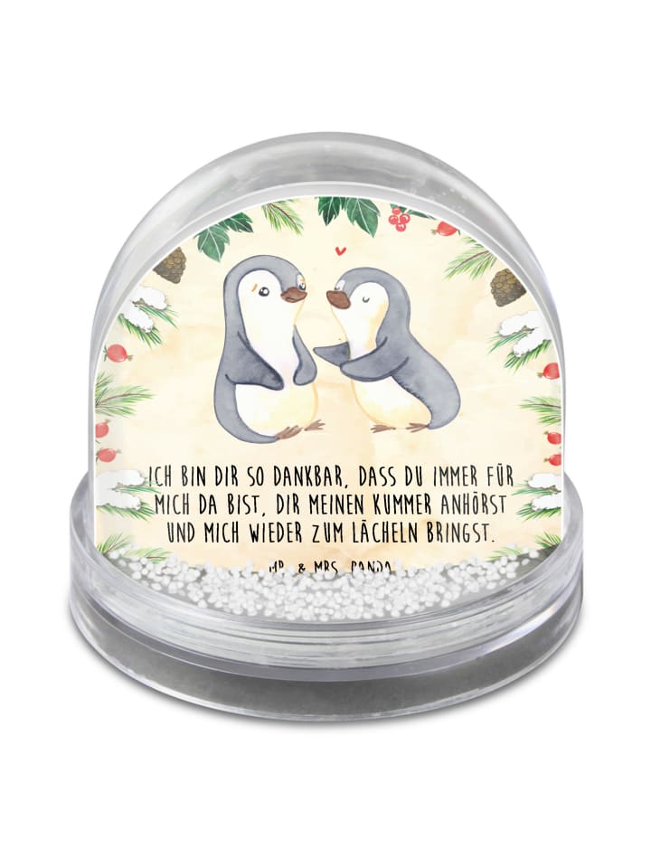 wasserkugel Pinguine trösten mit Spruch in Naturpapier