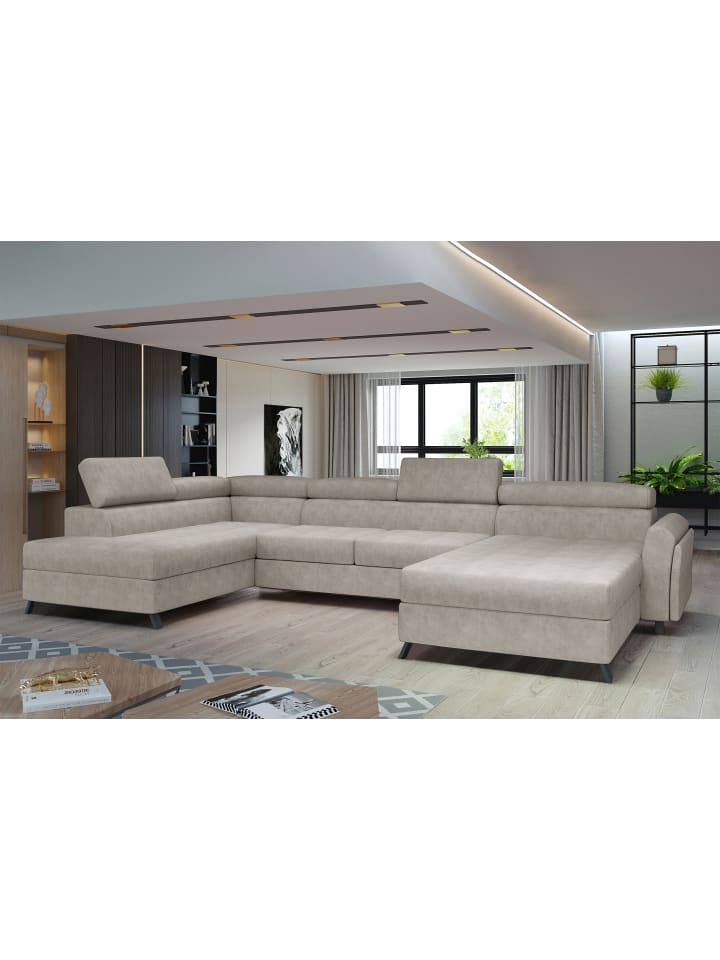 Joseppe Recamiere Links in Beige - (L) 200 x (B) 360 x (H) 92 cm