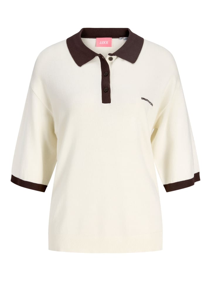Gestricktes Polo in Vanilla Ice
