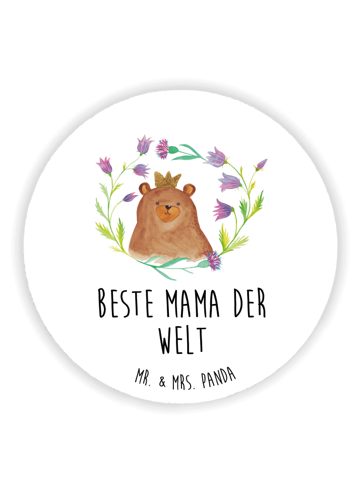 Rund Magnet Bär Königin mit Spruch in Weiß