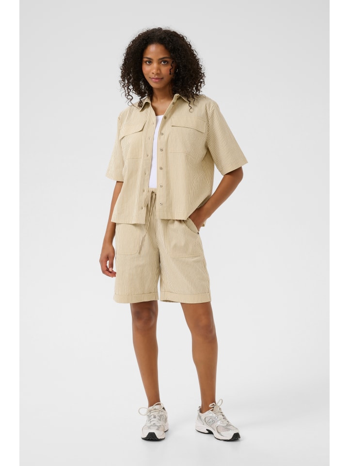 Kurzarmhemd KAnaya Loose fit in Chincilla / White stripe