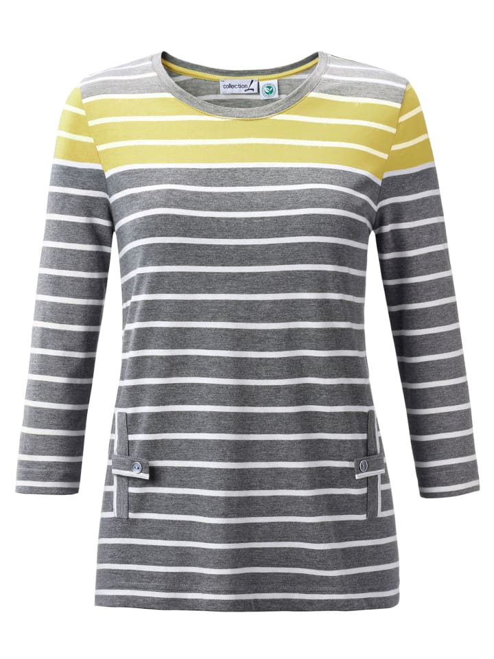 Shirt in anthrazit-zitrone-gestreift