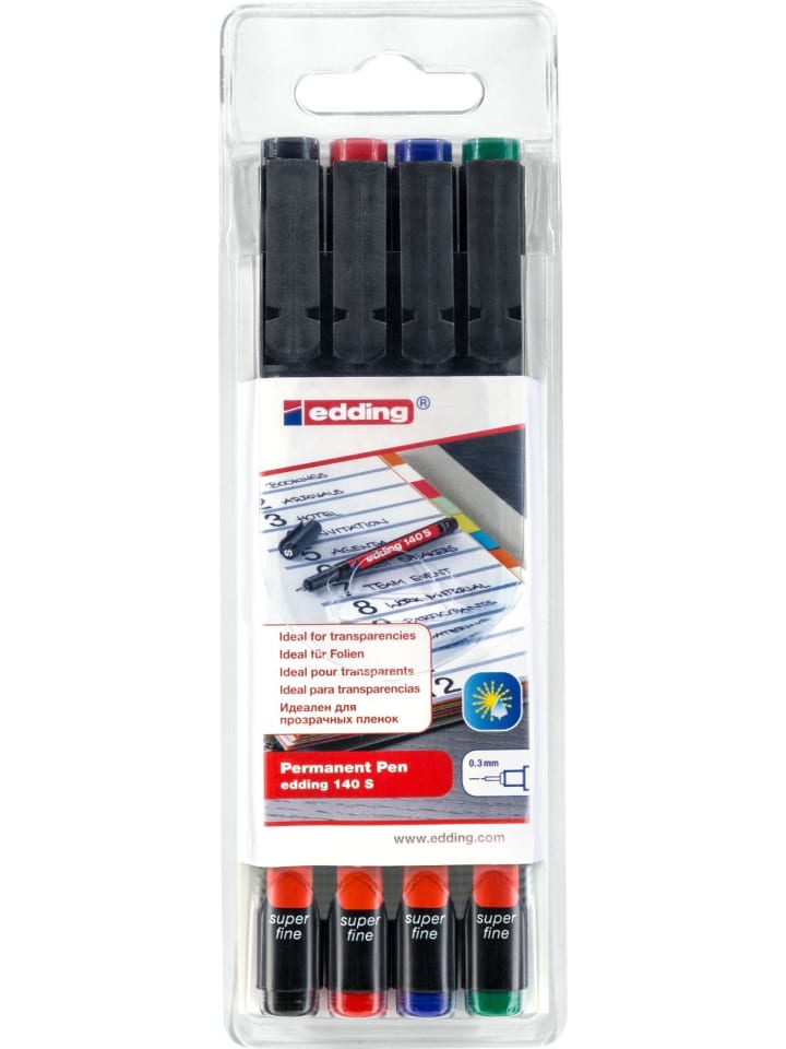 OHP-Marker 0,3mm schwarz, rot, blau, grün Packung mit 4 Stück