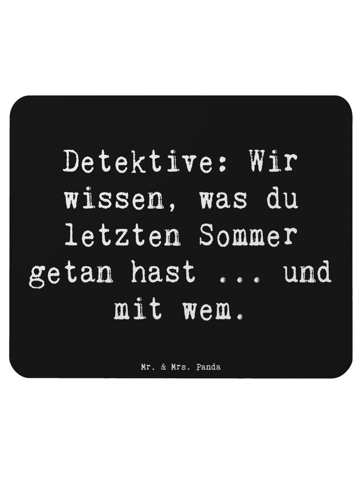 Mouse Pad Spruch Detektiv Geheimnisse mit Spruch in Schwarz