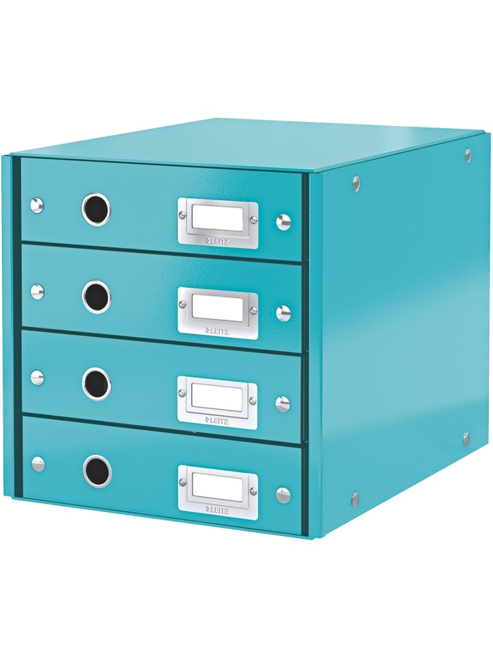 Schubladenbox 4 Fächer Karton eisblau