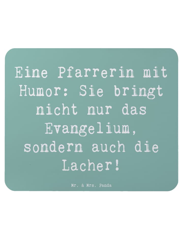 Mauspad Spruch Humorvolle Pfarrerin mit Spruch in Meeresbrise