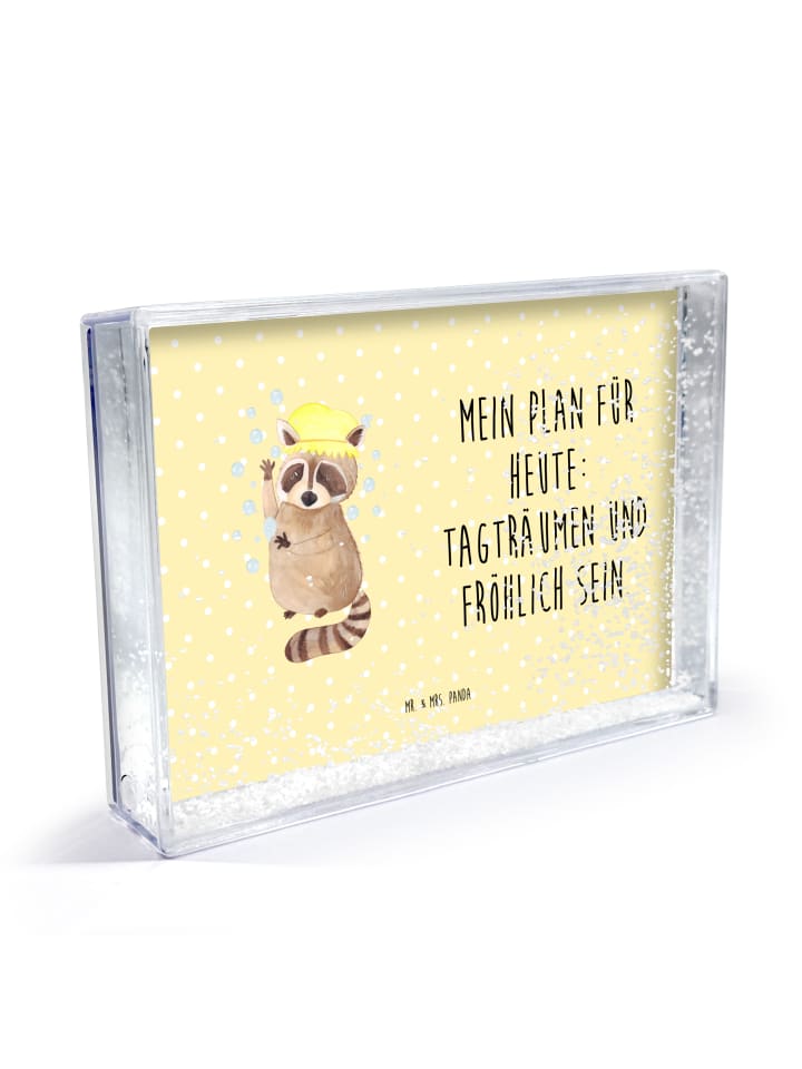 Bilderrahmen Waschbär mit Spruch in Gelb Pastell