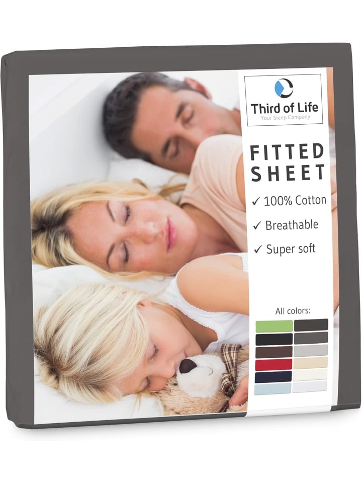 Spannbettlaken "ALBA" aus 100% Oekotex-Baumwolle in Dunkelgrau