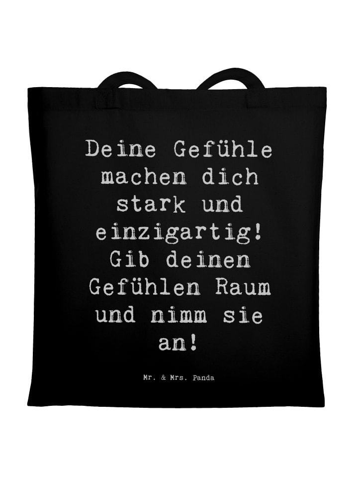 Schultertasche Spruch Emotionen ausdrücken mit ... in Schwarz
