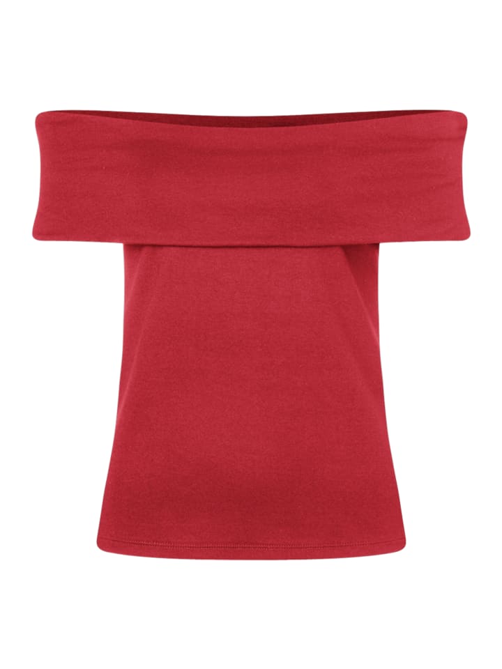 schulterfreies, schmales Carmenshirt in red