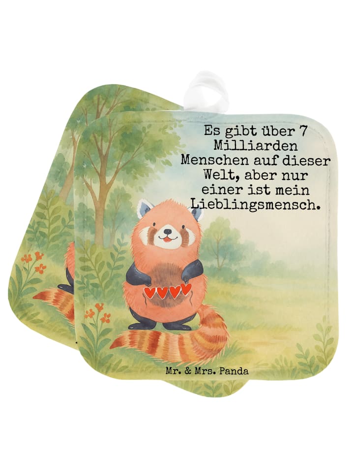 Topflappen Roter Panda Design mit Spruch in Weiß