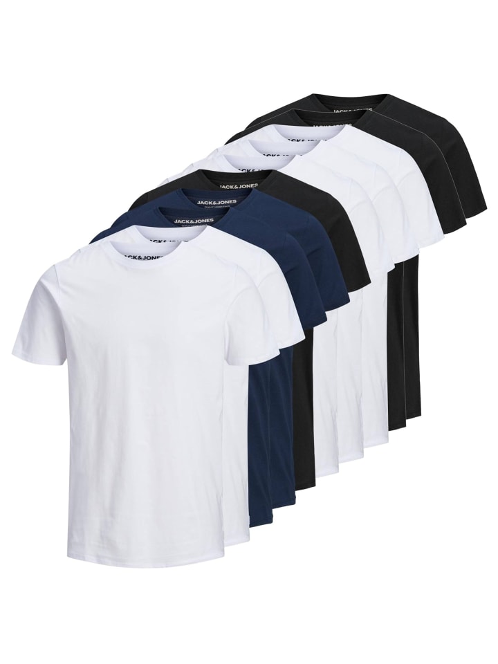 T-Shirt 10er Pack in Schwarz/Weiß/Marineblau