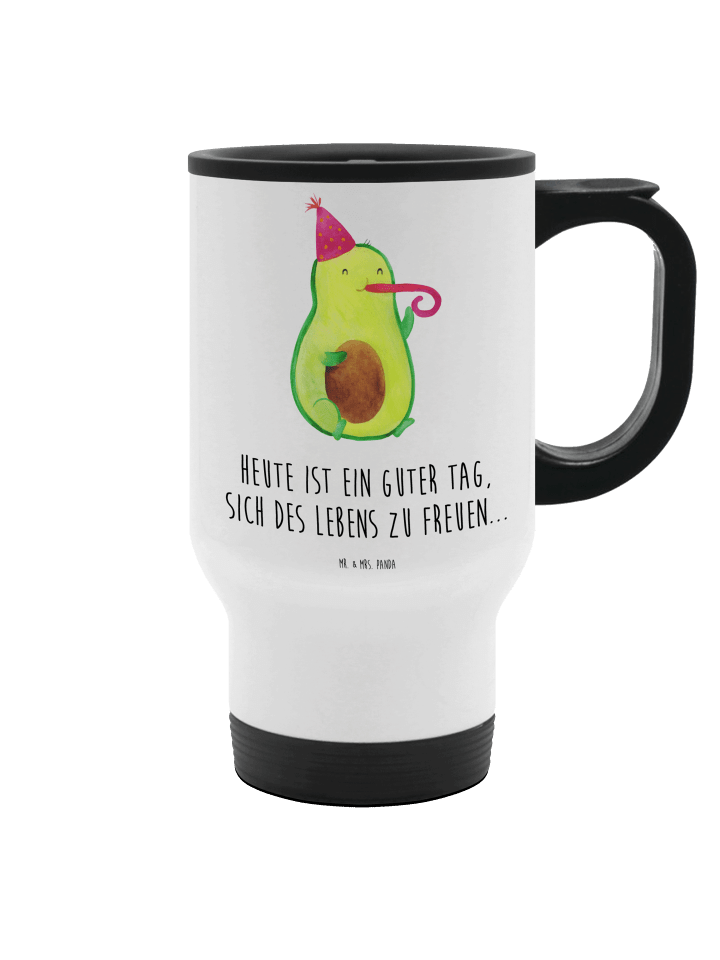 Kaffeebecher Avocado Feier mit Spruch in Weiß